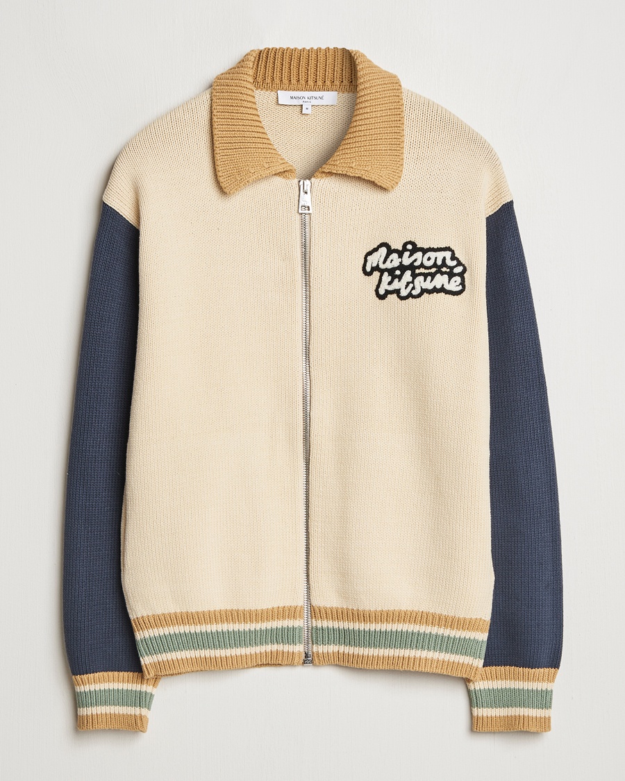 Heren | Hedendaagse jassen | Maison Kitsuné | Knitted College Varsity Jacket Rich Vanilla