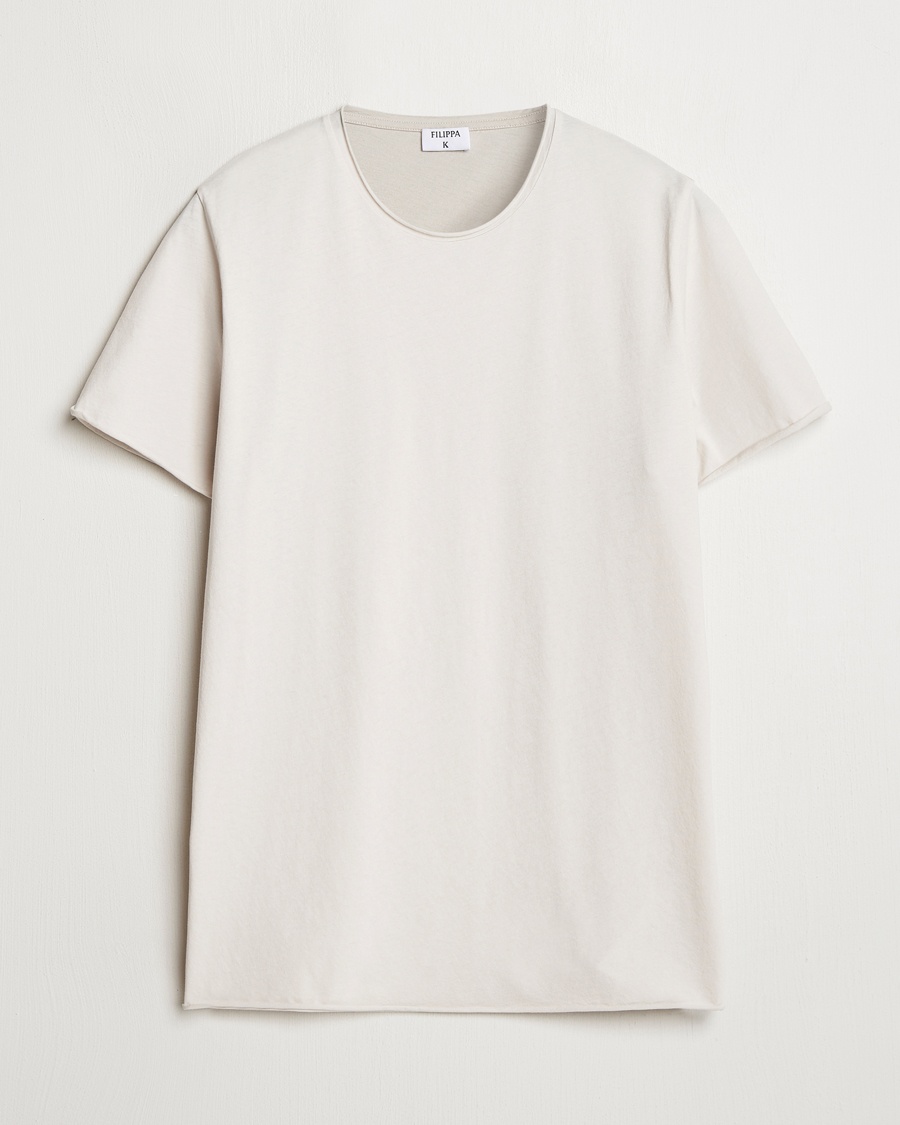 Heren | T-shirts met korte mouwen | Filippa K | Roll Neck Crew Neck T-Shirt Chalk Grey