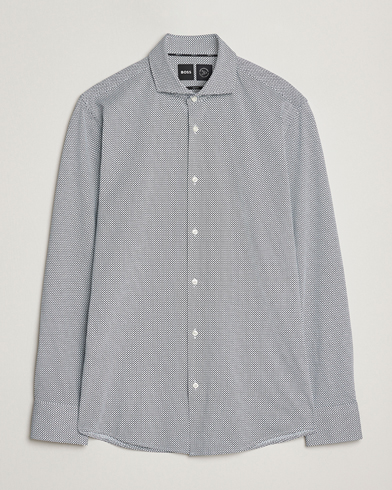 BOSS BLACK Hank 4-Way Printed Stretch Shirt Dark Blue – Blauw