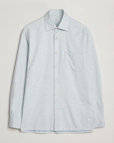 Kiton Cotton Flannel Sport Shirt Light Blue – Blauw