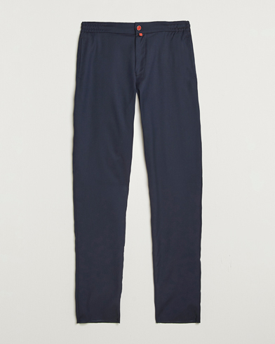 Kiton Wool Stretch Drawstring Pants Navy – Blauw