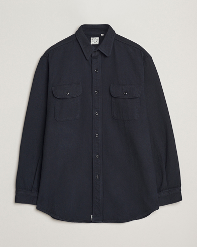 orSlow Brushed Flannel Overshirt Navy – Blauw