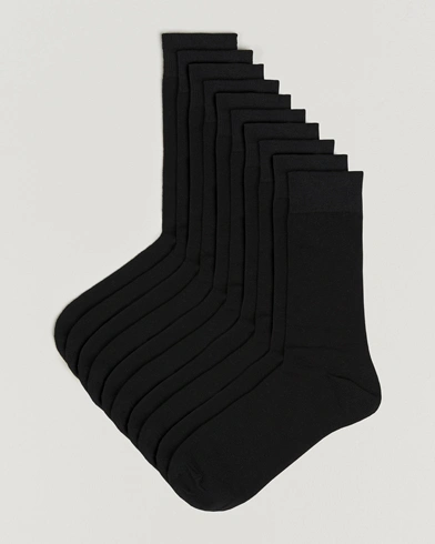 Care with Carl 10-Pack Solid Cotton Socks BLACK