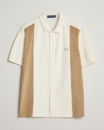  Towelling Panel Polo Short Sleeve Shirt Ecru