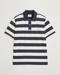  Heavy Washed Striped Polo Evening Blue