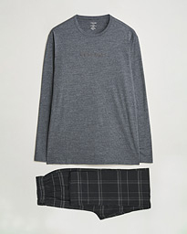  Cotton Pyjama Set Charcoal/Black