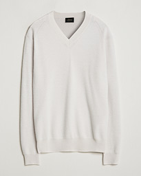  Rib Cashmere V-Neck Sweater Light Grey