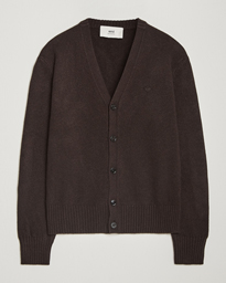  Tonal Heart Logo Wool Cardigan Dark Coffee