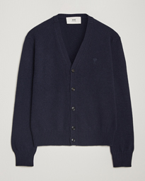  Tonal Heart Logo Wool Cardigan Navy