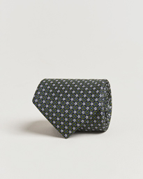  3-Fold Printed Silk Tie Navy/Green