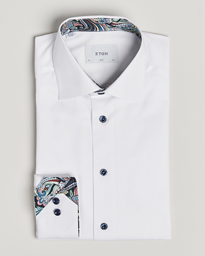  Slim Fit Signature Twill Contrast Shirt White