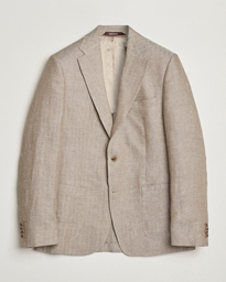  Linen Herringbone Blazer Beige