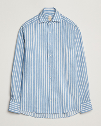  1899 Slimline Striped Linen/Lyocell Shirt Blue