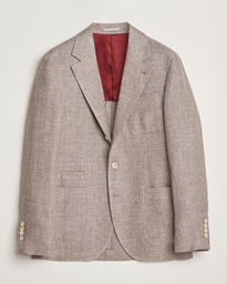  Single Breasted Linen Blend Twill Blazer Beige