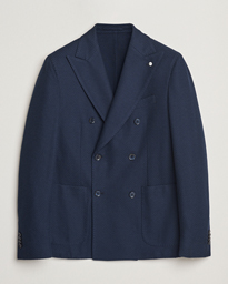  Tom Double Breasted Herringbone Jersey Blazer Navy