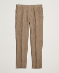  Genius Pleated Linen Trousers Dark Brown