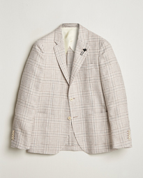  Cotton/Linen Checked Blazer Beige