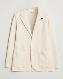  Knitted Cotton Structured Blazer White/Beige