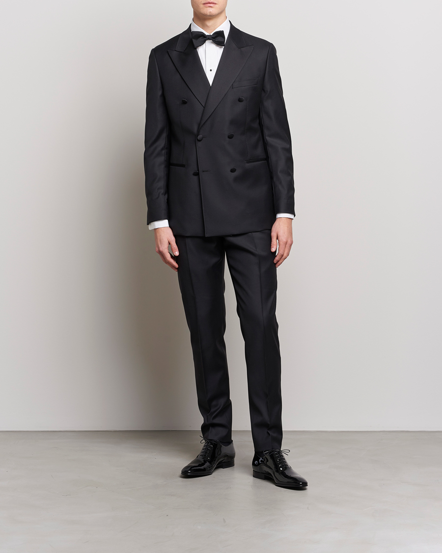 Heren | Trouwpak | Eton | Slim Fit Tuxedo Shirt Black Ribbon White