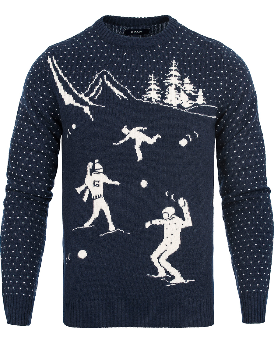 Heren | Truien | GANT | Snowball Lambswool Crew Evening Blue