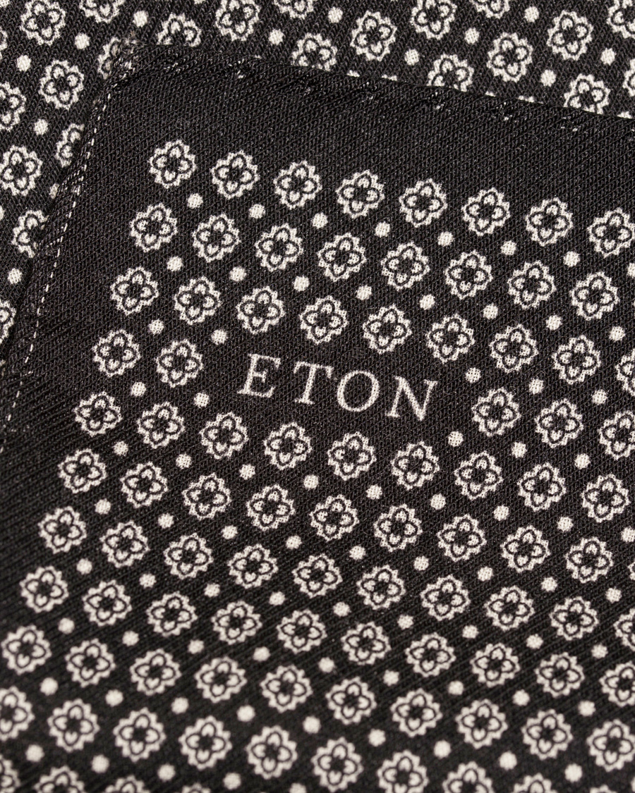 Heren | Eton Medallion Wool/Silk Pocket Sqaure Black | Eton | Medallion Wool/Silk Pocket Sqaure Black