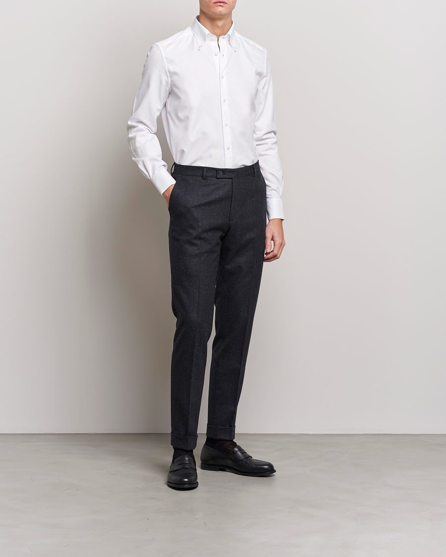 Heren | Stenströms | Stenströms | 1899 Slimline Supima Cotton Structure Shirt White