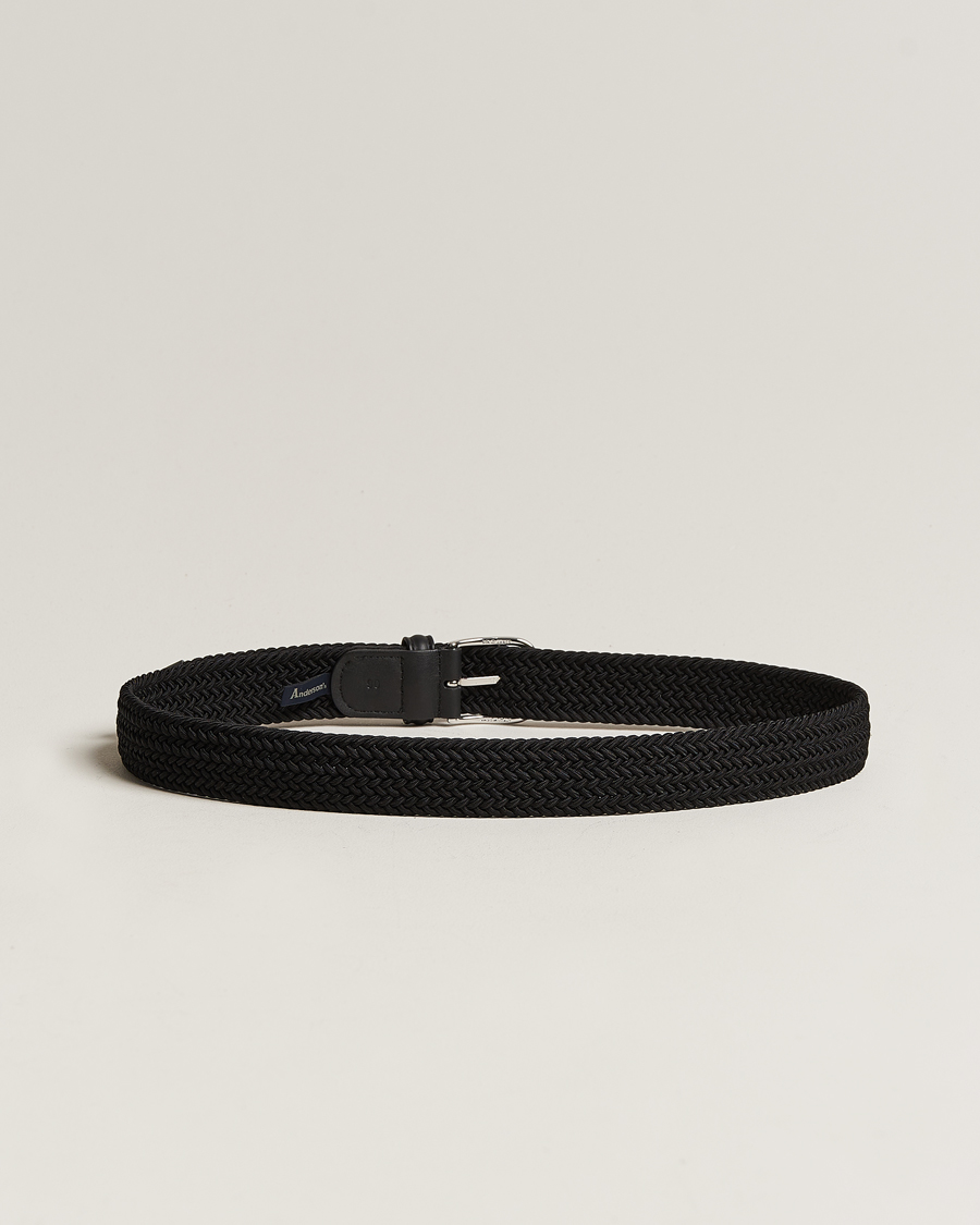 Heren |  | Anderson\'s | Stretch Woven 3,5 cm Belt Black