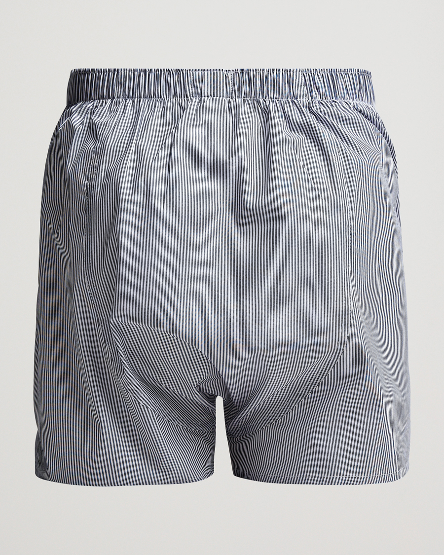 Heren |  | Sunspel | Classic Woven Cotton Boxer Shorts White/Light Blue