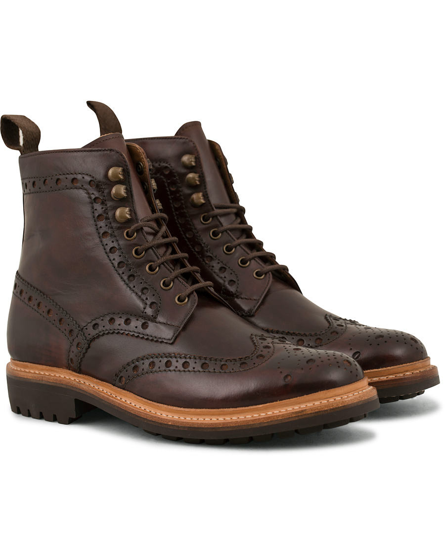 Heren | Grenson Fred Brogue Boot Commando Sole Brown Calf | Grenson | Fred Brogue Boot Commando Sole Brown Calf