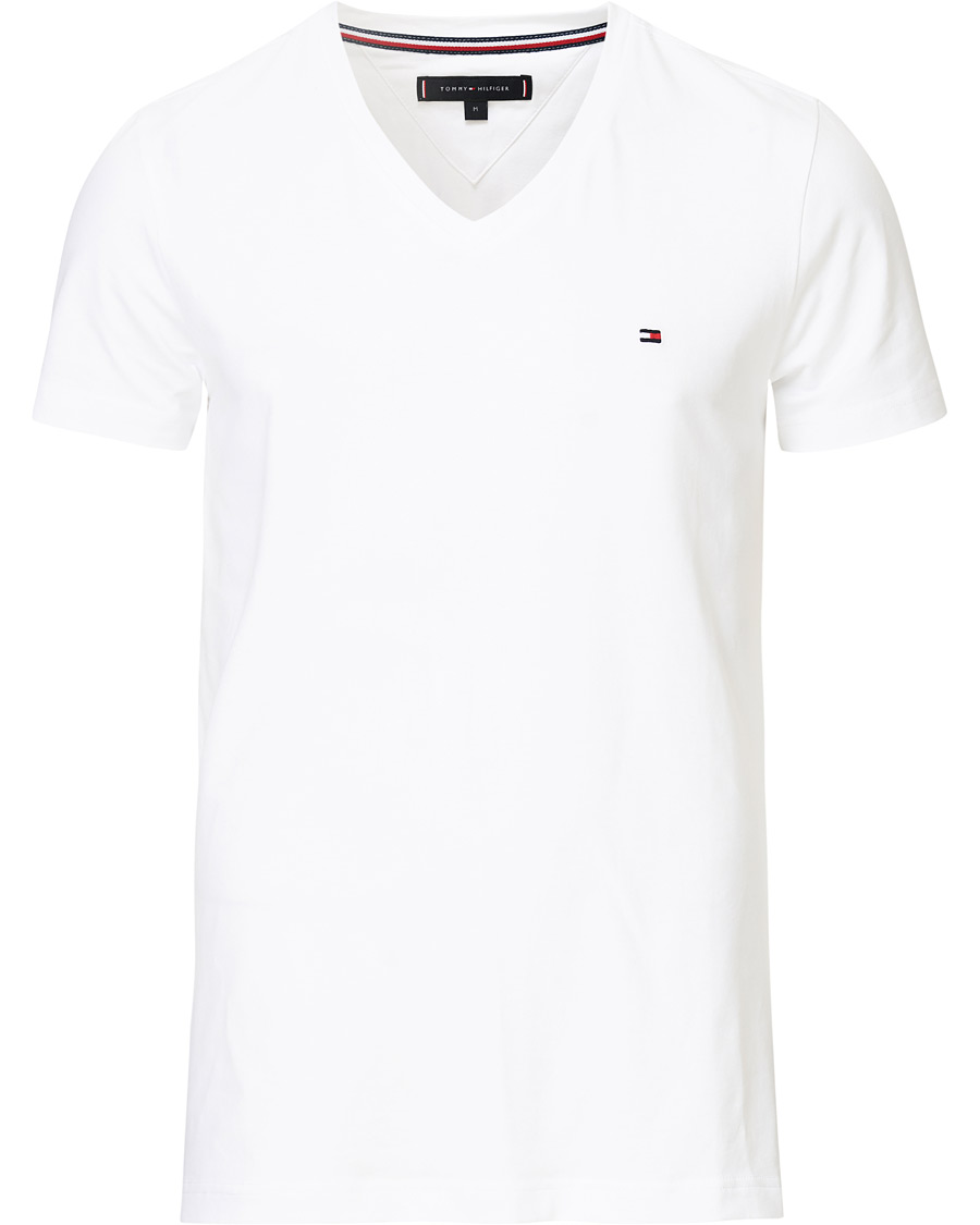 Heren | T-shirts | Tommy Hilfiger | Slim Fit Stretch V-Neck Tee Bright White