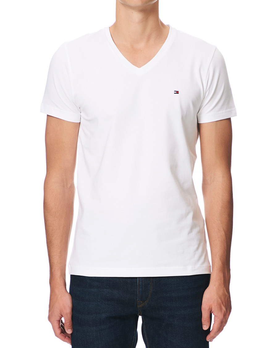 Heren | T-shirts | Tommy Hilfiger | Slim Fit Stretch V-Neck Tee Bright White