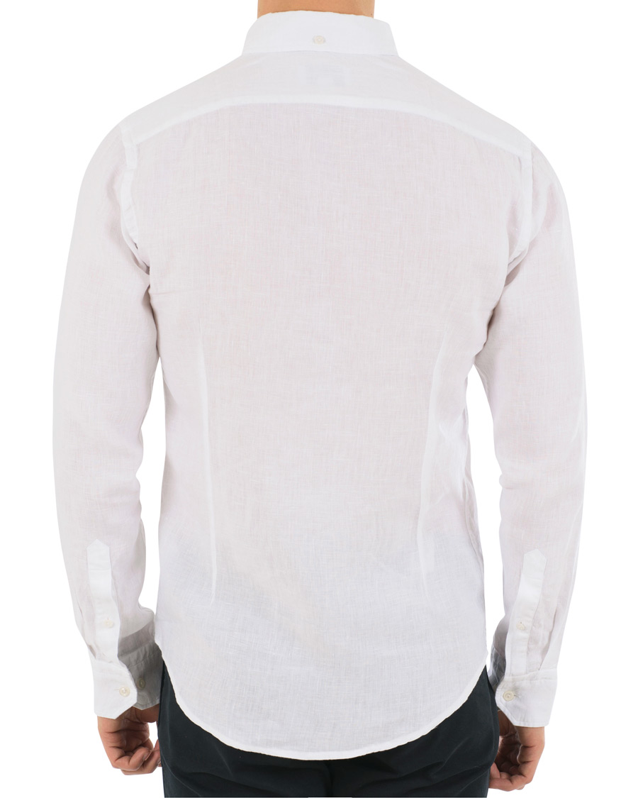 Heren | Overhemden | Eton | Slim Fit Linen Button Down Shirt White