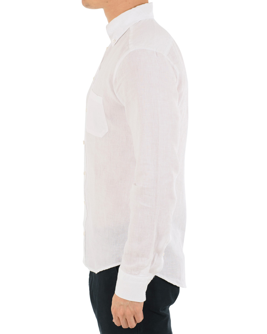 Heren | Overhemden | Eton | Slim Fit Linen Button Down Shirt White