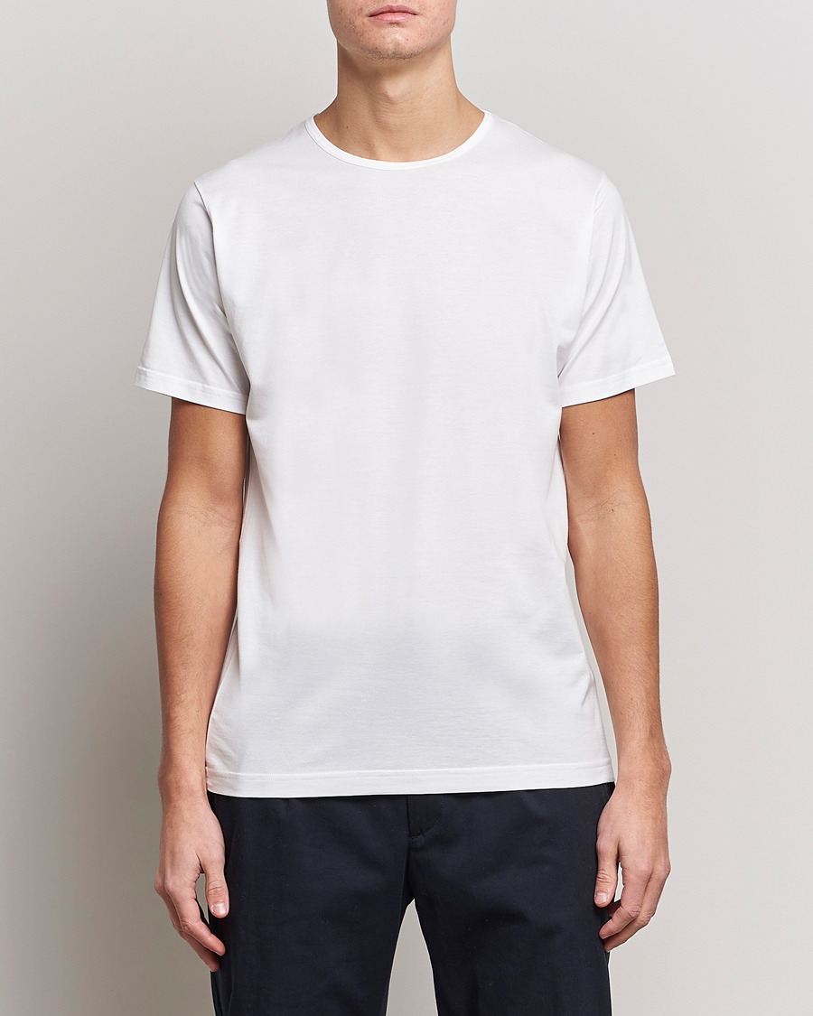 Heren |  | Sunspel | Superfine Cotton Crew Neck Tee White