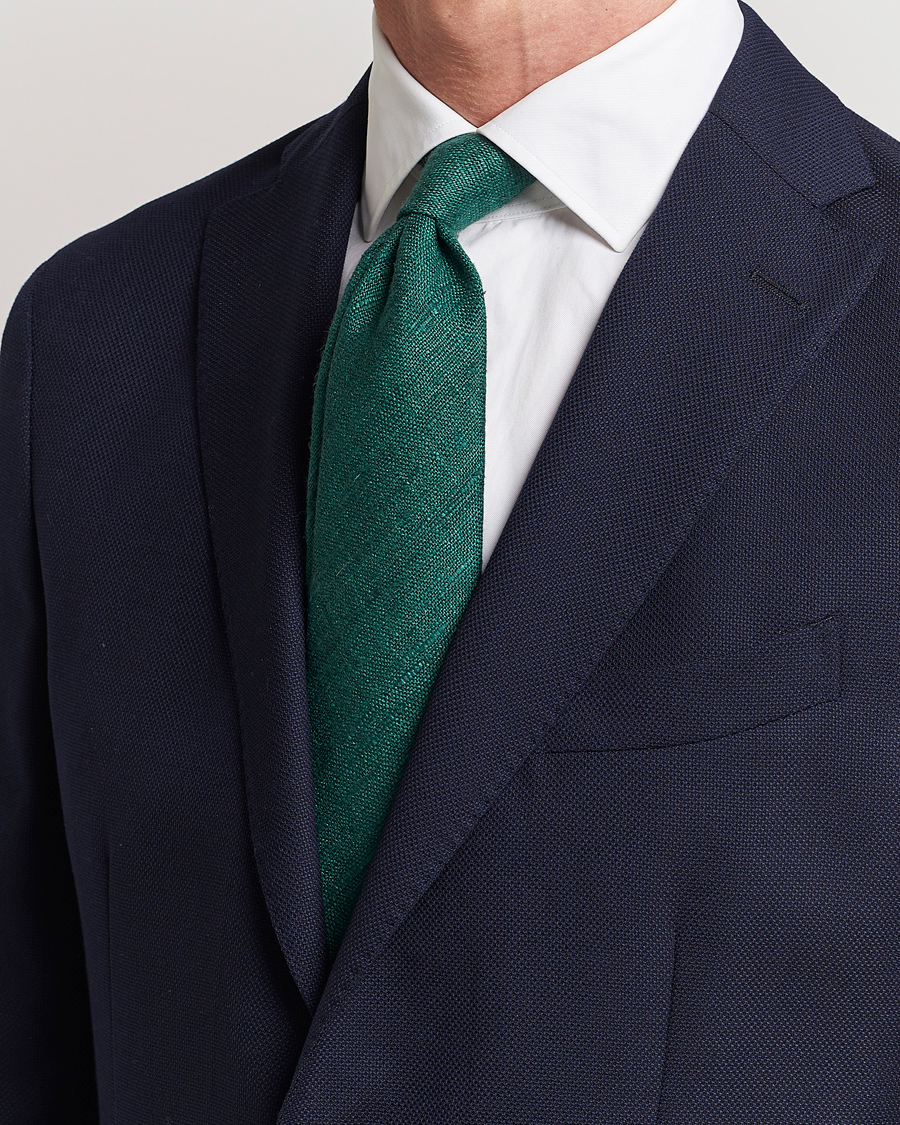 Heren | Drake's | Drake\'s | Silk Tussah Handrolled Tie Green