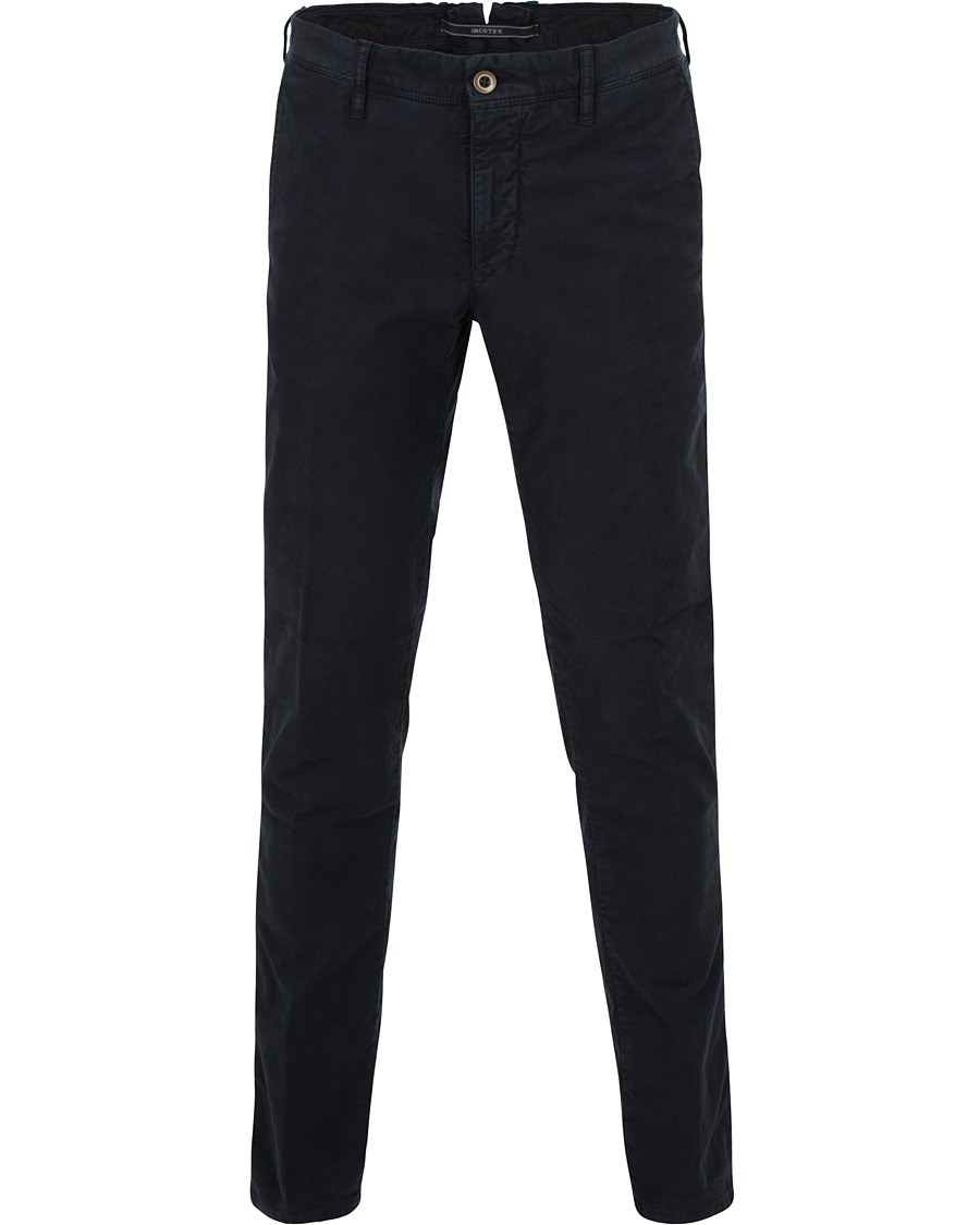 Heren | Broeken | Incotex | Slim Fit Garment Dyed Washed Slacks Navy