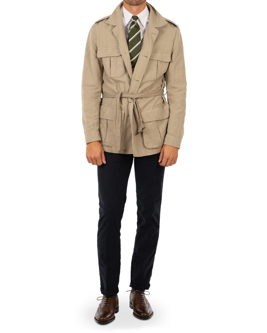 Heren | Broeken | Incotex | Slim Fit Garment Dyed Washed Slacks Navy