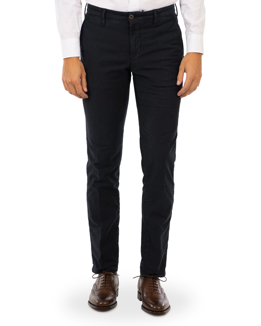 Heren | Broeken | Incotex | Slim Fit Garment Dyed Washed Slacks Navy