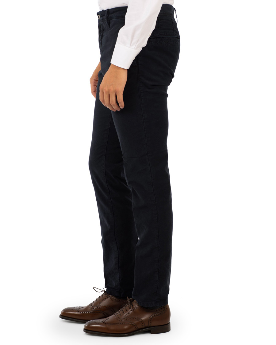 Heren | Broeken | Incotex | Slim Fit Garment Dyed Washed Slacks Navy