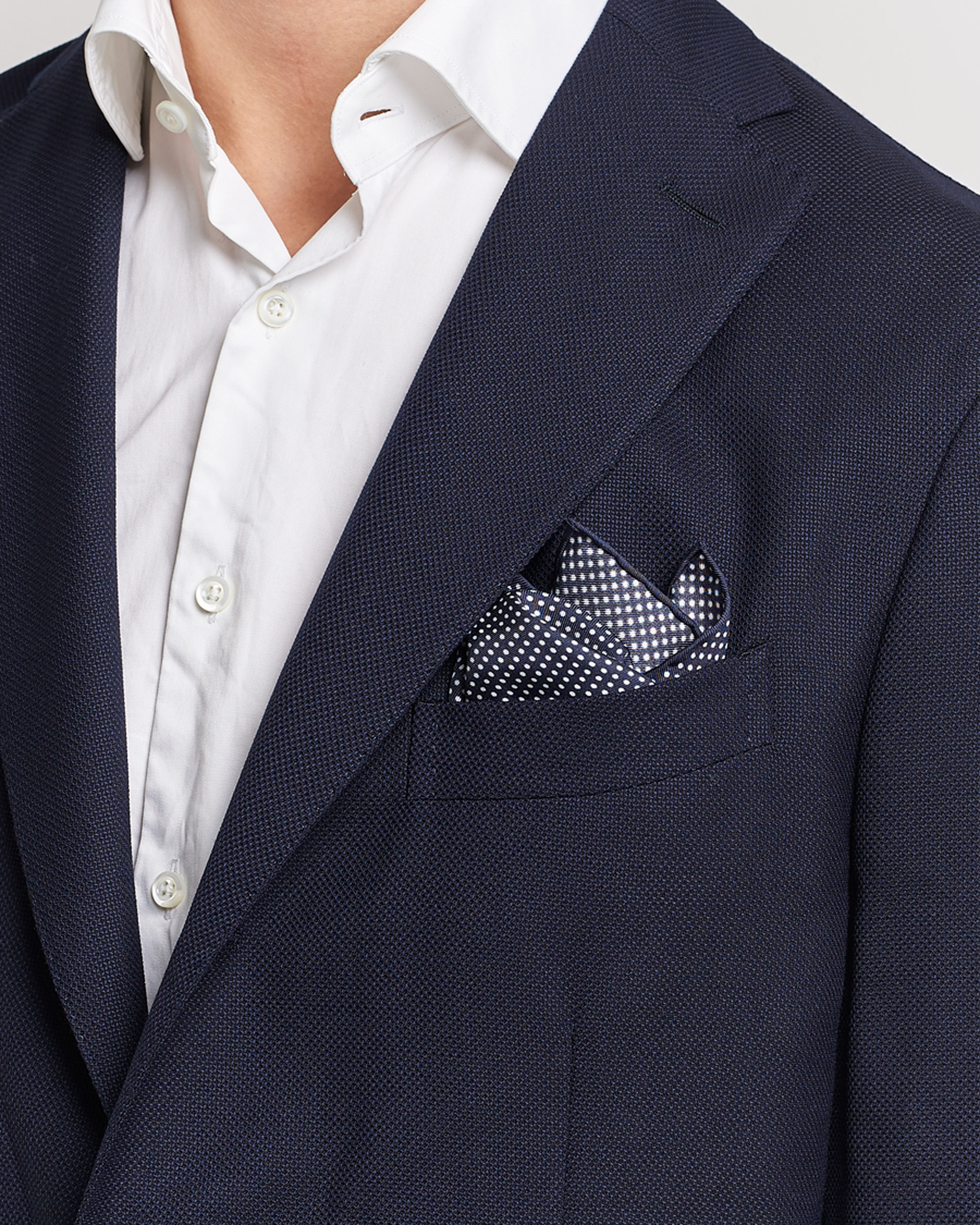 Heren | Pochets | Eton | Silk Polka Dot Pocket Square Navy