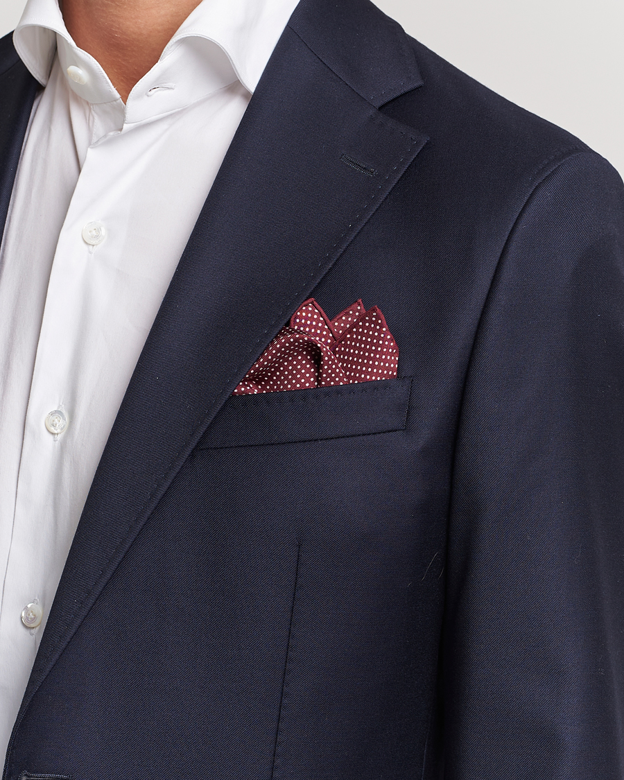 Heren | Pochets | Eton | Silk Polka Dot Pocket Square Wine