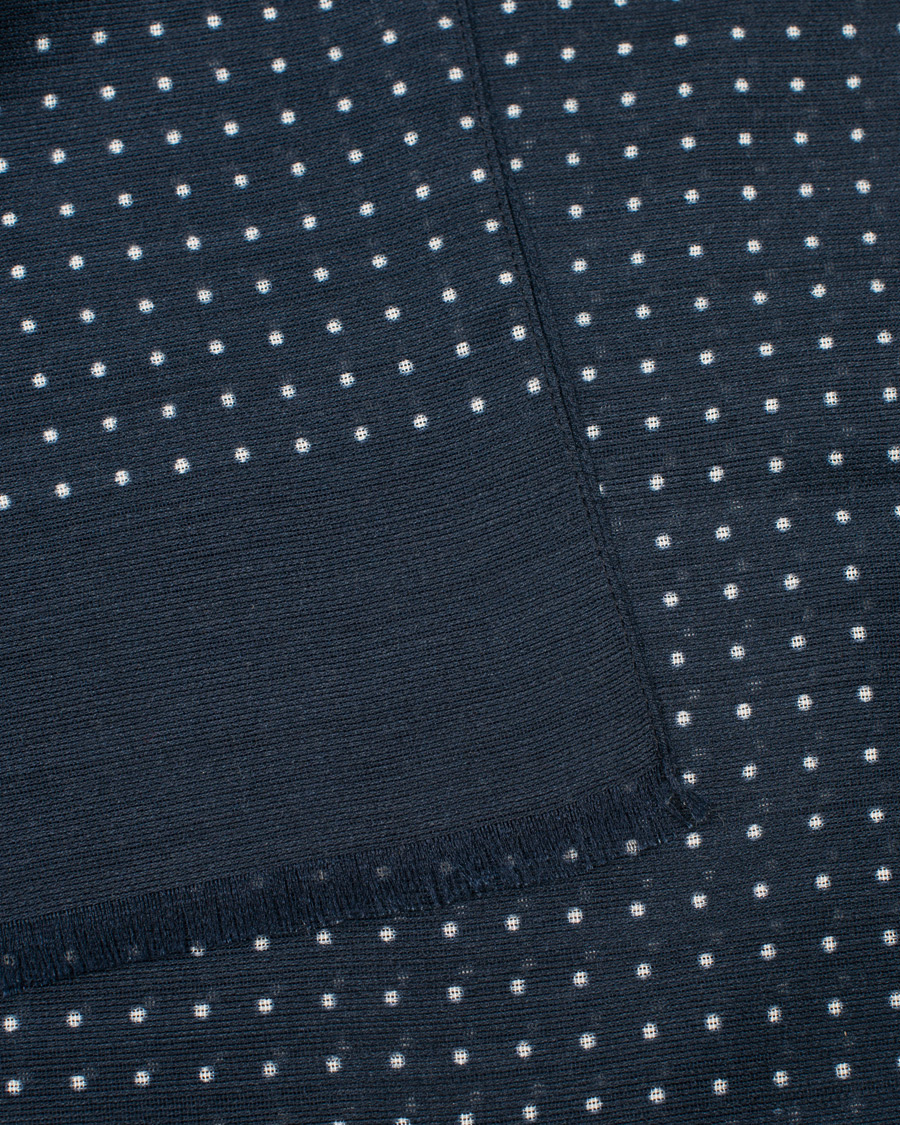 Heren | Eton Silk Wool Polka Dot Scarf Blue | Eton | Silk Wool Polka Dot Scarf Blue