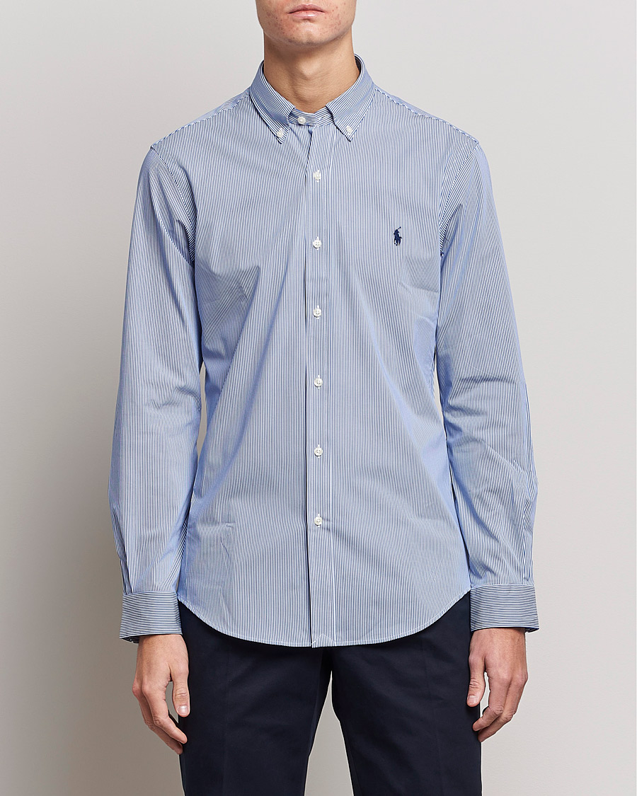 Heren |  | Polo Ralph Lauren | Slim Fit Thin Stripe Poplin Shirt Blue/White
