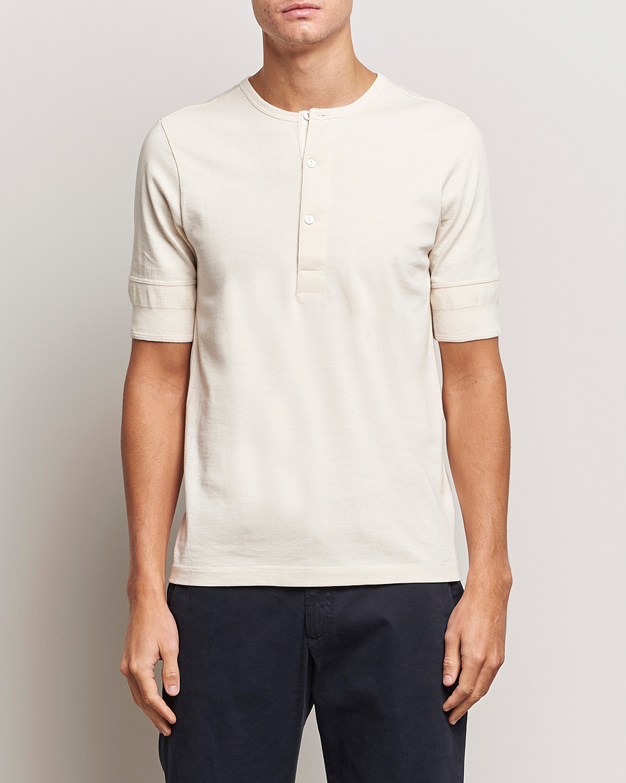 Heren |  | Merz b. Schwanen | Short Sleeve Organic Cotton Henley Nature