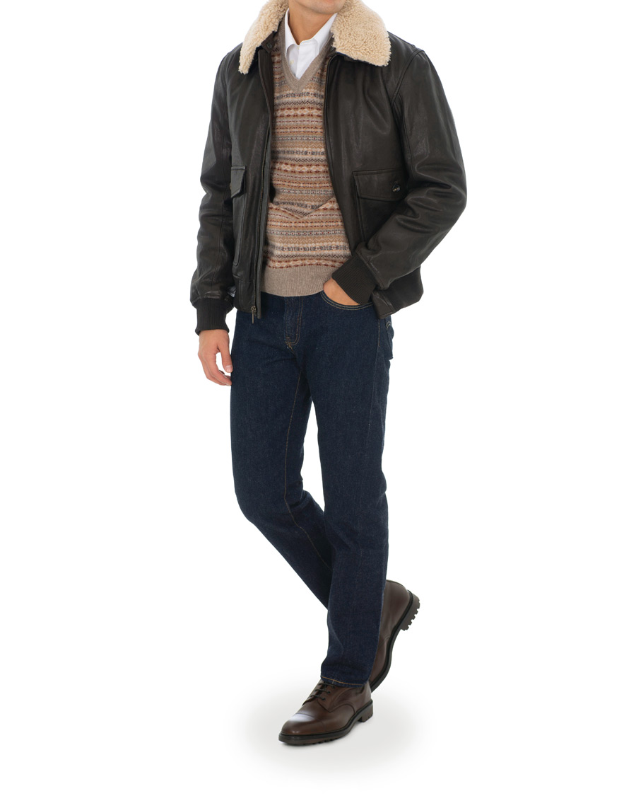 Heren | Jassen | Brooks Brothers | Aviator Shearling Bomber Jacket Vintage Brown