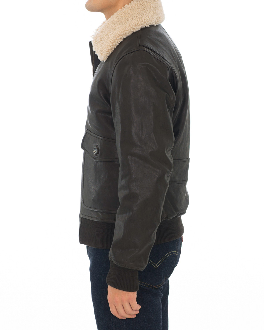 Heren | Jassen | Brooks Brothers | Aviator Shearling Bomber Jacket Vintage Brown