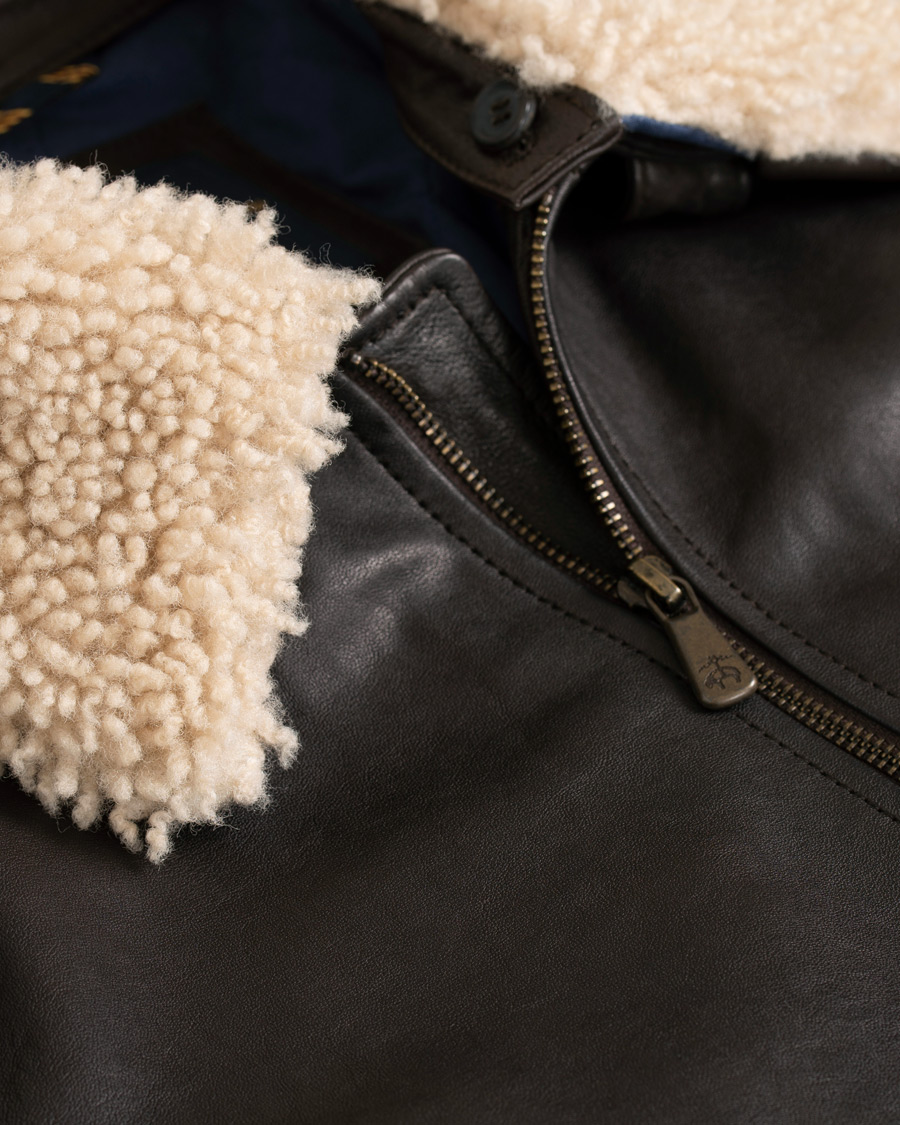 Heren | Jassen | Brooks Brothers | Aviator Shearling Bomber Jacket Vintage Brown