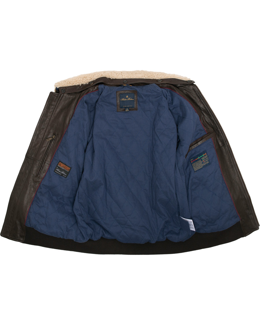 Heren | Jassen | Brooks Brothers | Aviator Shearling Bomber Jacket Vintage Brown