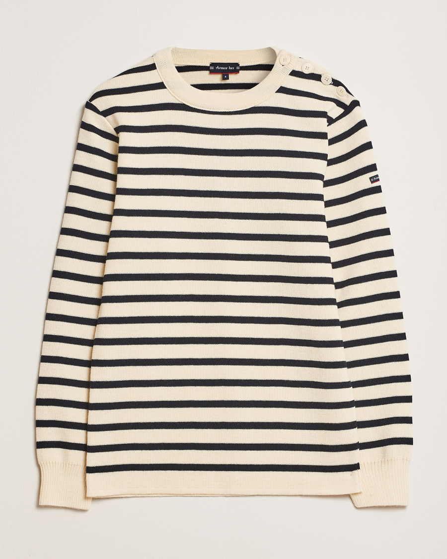 Heren | Truien | Armor-lux | Fouesnant Classic Sweater Nature/Rich Navy
