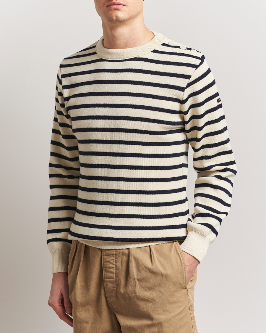 Heren | Truien | Armor-lux | Fouesnant Classic Sweater Nature/Rich Navy